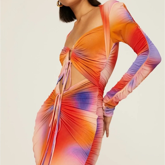 LAPOINTE Printed Drawstring Dress in Size 6 - Picture 3 of 6